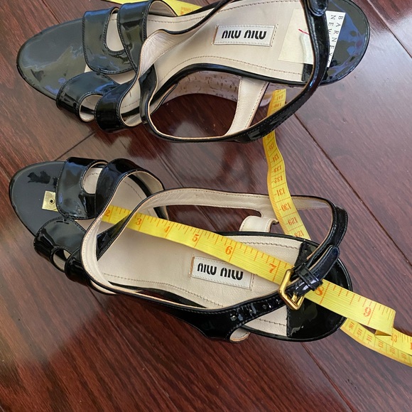 MUI MUI Black Patent Leather Wedge Cork Heel Sandals - Picture 10 of 13